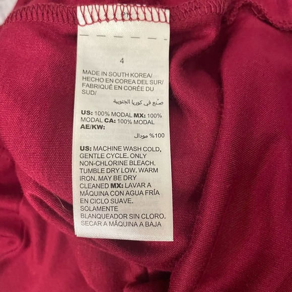 Chico’s Cranberry Burgundy Top T-Shirt 4 ( XXL ) V-Neck Asymmetrical Side Tie - Picture 12 of 13